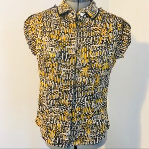 W by Worth cotton button blouse black & yellow 6